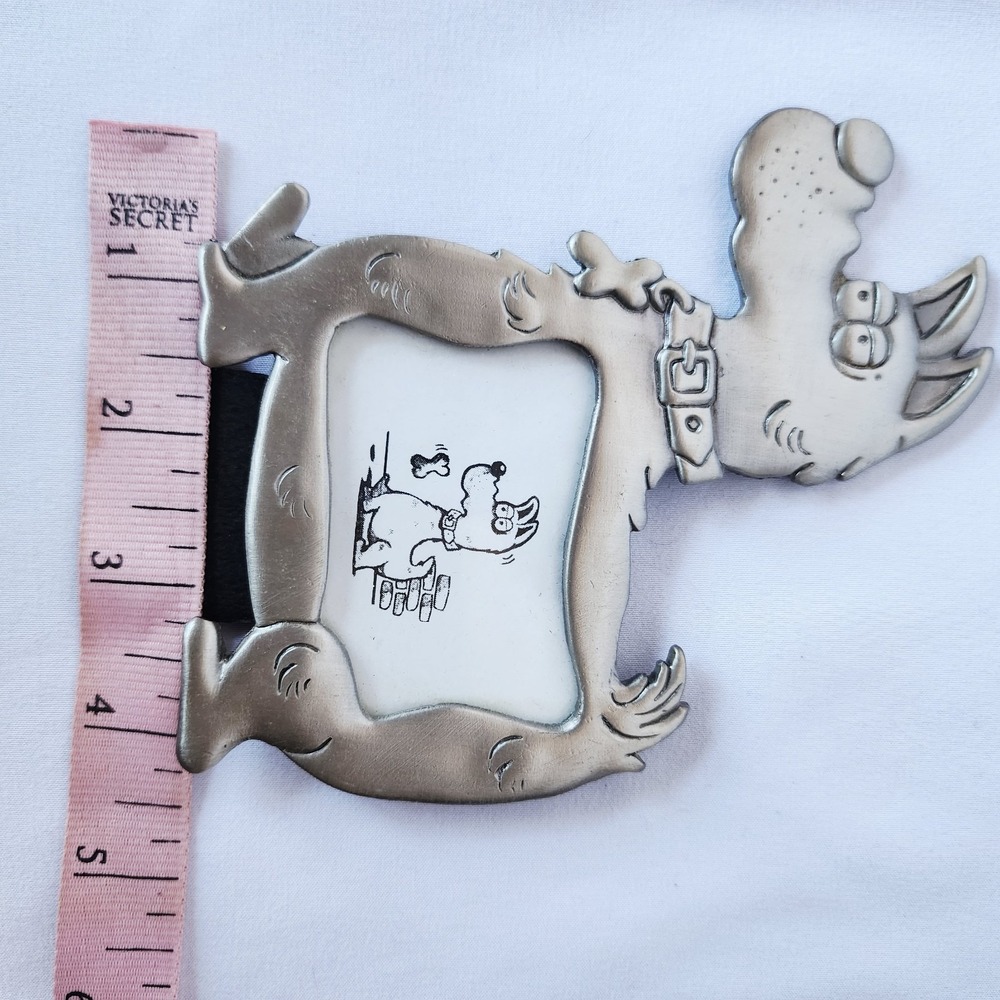 Vintage Cartoon Dog Pewter Tone Picture Frame 90s Funny Puppy Desk Decor 2"x3" - Picture 5 of 9